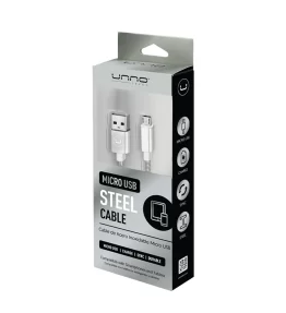 CABLE UNNO TEKNO MICRO USB STAINLESS STEEL 3FT/1M SILVER CB4063SV