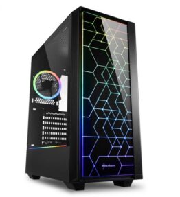 CASE SHARKOON RGB LIT 100 MEDIA TORRE ATX PANEL FRONTAL DE VIDRIO TEMPLADO REFLECTANTE 2 VENTILADORES RGB NEGRO 4044951028153