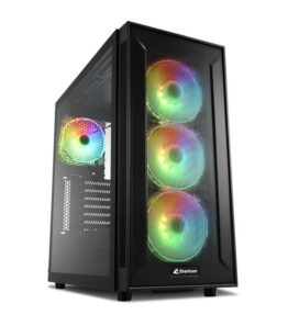 CASE SHARKOON TG6M RGB MEDIA TORRE PANEL LATERAL DE VIDRIO TEMPLADO 4 VENTILADORES RGB NEGRO 4044951032136