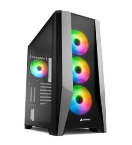 CASE SHARKOON TG7M RGB MEDIA TORRE ATX PANEL LATERAL DE VIDRIO TEMPLADO 4 VENTILADORES RGB PWM NEGRO 4044951035069