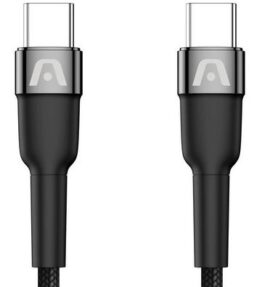 CABLE ARGOM DURA SPEED 65W PD FAST CHARGE TYPE- C TYPE-C NYLON BRAIDED 1.8M/6FT BLACK ARG-CB-0047BK