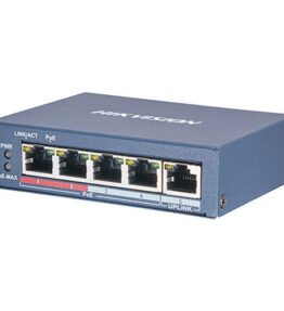 SWITCH 4 PUERTOS HIKVISION 4 10/100M RJ45 POE PORTS. 1 10/100M RJ45 UPLINK PORT. 802.3AF/AT. POE POWER BUDGET 35W. MAX. 300M DS-3E0105P-E/M(B) 301801291