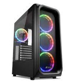 CASE SHARKOON TK5M RGB MEDIA TORRE ATX PANEL LATERAL DE VIDRIO TEMPLADO 4 VENTILADORES RGB LED NEGRO 4044951036479