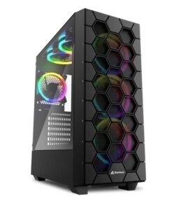 CASE SHARKOON RGB HEX BK MEDIA TORRE ATX PANEL LATERAL DE VIDRIO TEMPLADO 3 VENTILADORES RGB LED NEGRO 4044951037551