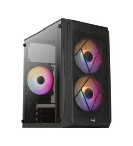 CASE GAMING AEROCOOL CS-107-A-BK-V2 BLACK MINI TOWER +VIDRIO TEMPERADO+USB3.0 x 1 | USB2.0 x 1 | HD AUDIO & MIC+ABANICO CS-107-A-BK-V2