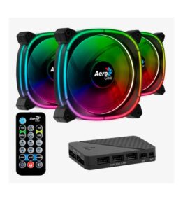 ABANICO AEROCOOL ASTRO 12 PRO 2 VENTILADORES ARGB PRO 120MM 1 CONCENTRADOR DE CONTROL H66F CONTROL REMOTO NEGRO ACF3-AT10217.02