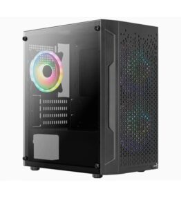 CASE GAMING  AEROCOOL TRINITY MINI-G-BK-V3 MINI TORRE ATX PANEL LATERAL DE VIDRIO TEMPLADO 2 VENTILADORES RGB 140MM 1 VENTILADOR RGB 120MM NEGRO ACCS-PV32133.11