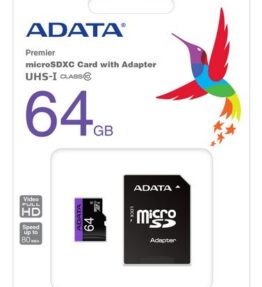 MEMORIA MICRO SD 64GB CLASE 10 ADATA AUSDX64GUICL10-RA1