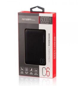 POWER BANK ARGOM C6 6000MAH BLACK ARG-PB-1136BK