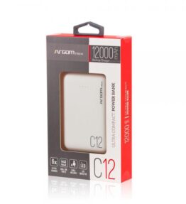 POWER BANK ARGOM C12 12000MAH WHITE ARG-PB-1138WT