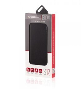 POWER BANK ARGOM S12 12000MAH ALUMINUM BLACK ARG-PB-1150BK