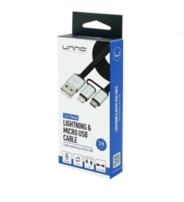 CABLE UNNO TEKNO 2 IN 1 LIGHTING M& MICRO USB 1M/3FT CB4057SV