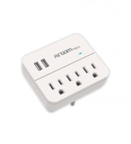 REGLETA ARGOM 3 OUTLET 3 OUTLET & 2 USB PORT 110V ARG-AC-0266WT