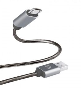 CABLE ARGOM DURA SPRING MICRO USB A USB 2.0 METAL BRAIDED 1M/3.2FT GRIS ARG-CB-0026GR