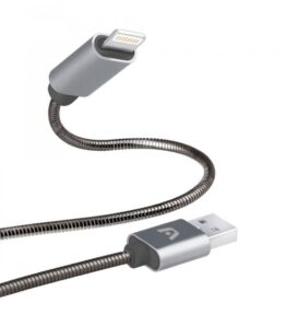 CABLE ARGOM DURA SPRING DE IPHONE USB 2.0 1M/3.2FT GRIS ARG-CB-0027GR