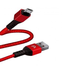 CABLE ARGOM MICRO USB A USB DURA FORMA 2.0 NYLON BRAIDED 1.8M/6FT RED ARG-CB-0021RD