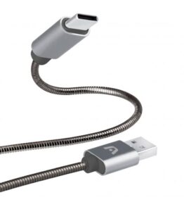 CABLE ARGOM DURA SPRING TYPE -C A USB METAL BRAIDED 1M/3.2FT GRIS ARG-CB-0028GR