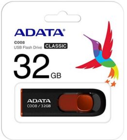 MEMORIA USB 32GB ADATA BLACK+RED  AC008-32G-RKD