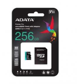 MEMORIA MICRO SD 256GB CLASE 10 ADATA  AUSDX256GUI3V30SA2-RA1