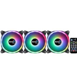 ABANICO AEROCOOL DUO 12 PRO 3 VENTILADORES ARGB PRO 120MM 1 CONCENTRADOR DE CONTROL H66F RGB CONTROL REMOTO NEGRO ACF3-DU10227.11