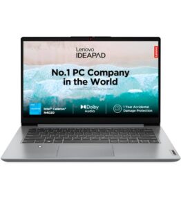 LAPTOP LENOVO IDEAPAD 1 14IGL7 14" CELERON  N4020 8GB 256GB SSD WINDOWS 11 HOME INGLES GRIS SIN ADAPT 82V6005EIN