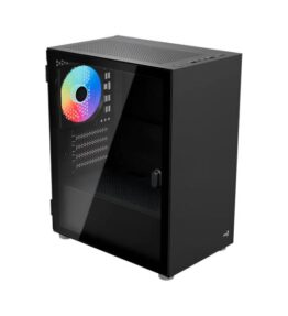 CASE GAMING AEROCOOL CS-111-G-BK-V2 MINI TORRE ATX PANEL LATERAL DE VIDRIO TEMPLADO 3 VENTILADORES FRGB NEGRO ACCM-PC19033.11