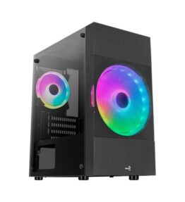 CASE GAMING  AEROCOOL ATOMIC LITE-G-BK-V2 MINI TORRE ATX PANEL LATERAL DE VIDRIO TEMPLADO 1 VENTILADORES FRONTAL RGB 180MM 1 VENTILADOR RGB 120MM TRASERO NEGRO ACCS-PV33123.11