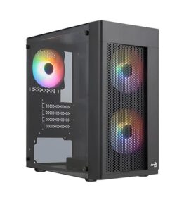 CASE GAMING  AEROCOOL HEXFORM G-BK-V2 MINI TORRE ATX PANEL LATERAL DE VIDRIO TEMPLADO 3 VENTILADORES FRGB 120MM NEGRO ACCS-PV39033.11