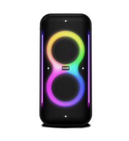 PARLANTE BLUETOOTH MOONKI BOSSA MAX PARTY POTENCIA PMPO 1500W LUCES LED CONECTIVIDAD PARA GUITARRA,MICROFONO, USB 100W NEGRO MW-PB320