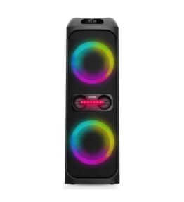 PARLANTE BLUETOOTH MOONKI KARAOKE HOME SOUND POTENCIA PMPO 2700W LUCES LED CONECTIVIDAD PARA GUITARRA,MICROFONO. ENTRADA CC CARGA USB NEGRO MW-T280