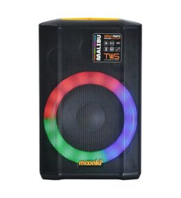 PARLANTE BLUETOOTH MOONKI MALIBU SOUND POTENCIA PMPO 500W LUCES LED PORTABLE NEGRO/NARANJA MS-R105BLT-ORG