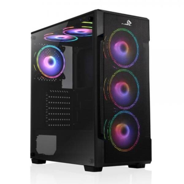 CASE GAMING X-LION H2-520 TEMPERED GLASS SIDE PANEL USB2.0*2 + USB3.0*1 + HD AUDIO + 3 FAN