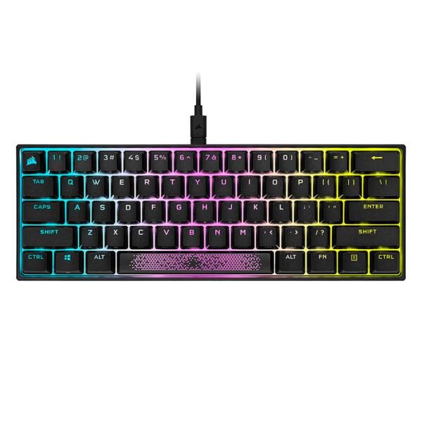 TECLADO GAMING RGB CORSAIR K65 MINI MECï¿½NICO ALï¿½MBRICO USB INGLï¿½S SWITCH PLATEADO CH-9194014-NA