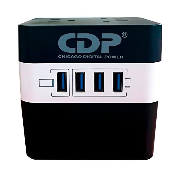 REGULADOR DE VOLTAJE CDP RU-AVR604 600VA 300W 4 TOMAS 92?144 VCA 4 PUERTOS USB REGULACI�N AUTOM�TICA LEDS