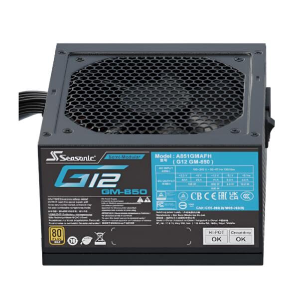 FUENTE DE PODER SEASONIC G12 GM 850 850W 80 PLUS GOLD SEMI MODULAR ATX A851GMAFH