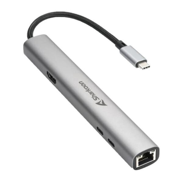 ADAPTADOR SHARKOON OFFICEPAL COMBO USB-C A USB-A Y USB-C CONEXIï¿½N HDMI Y RJ45 4044951040704