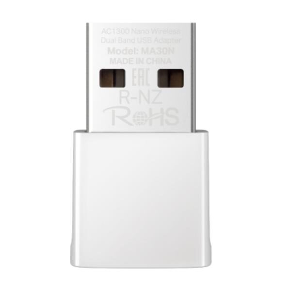 ADAPTADOR DE RED MERCUSYS MA30N(US) DUAL BAND USB 2.0 867 MBPS (5 GHz) + 400 MBPS (2,4 GHz)