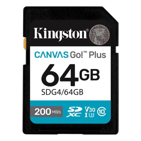 MEMORIA SD 64GB KINGSTON CLASE 10 UHS-I V30 200MB/S / 100MB/S PARA Cï¿½MARAS Y VIDEO 4K SDG4/64GB