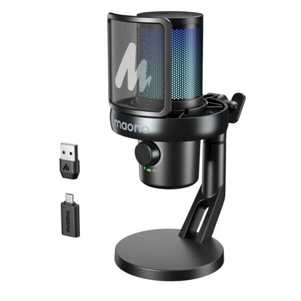 MICRï¿½FONO GAMING RGB MAONO DM40 PRO USB / INALï¿½MBRICO CON RECEPTOR USB-C