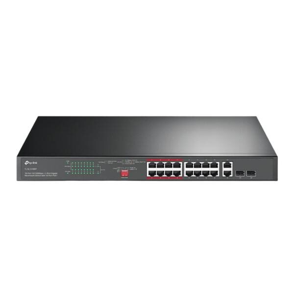 SWITCH TP LINK TL-SL1218MP(UN) 16 PUERTOS POE+ 10/100 MBPS / 2 PUERTOS RJ45 GIGABIT / 2 COMBO GIGABIT SFP NO ADMINISTRABLE