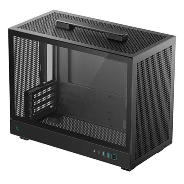 CASE DEEPCOOL CH160 PLUS MINI TOWER SIN VENTILACION INCLUIDA CON MALLA FRONTAL Y PANEL LATERAL R-CH160-BKNGM0-G