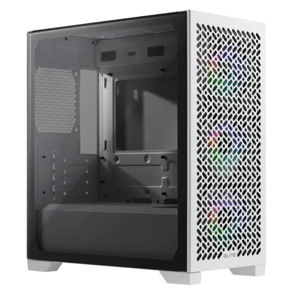 CASE RGB COOLER MASTER ELITE 302 WHITE MINI TOWER VENTILADORES 3 DE 120MM CON VIDRIO TEMPLADO LATERAL E302-WGNN-S00