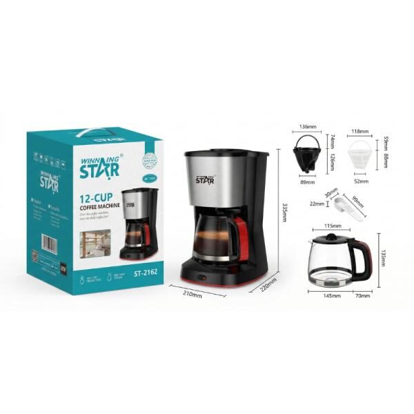 CAFETERA ELï¿½CTRICA WINNING STAR ST-2162 1.25L 12 TZ KFJ-1038-WST-110V-14140