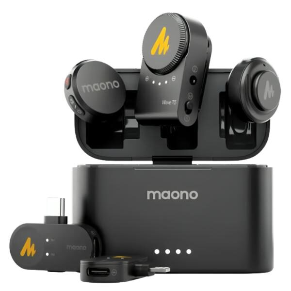 MICROFONO MAONO WM650 PA3 INALï¿½MBRICO TRIPLE RECEPTOR (USB-C + LIGHTNING + CAMARA) / CANCELACION DE RUIDO ENC / ESTUCHE DE CARGA