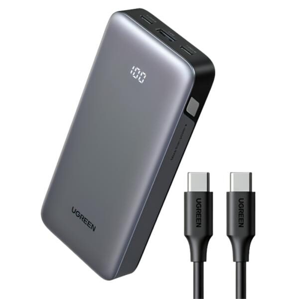 POWER BANK UGREEN PB526 10000MAH CABLE USB-C INTEGRADO CARGA Rï¿½PIDA 20W 75161B