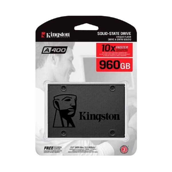 HD INTERNO SOLIDO 960GB KINGSTON A400 2.5" SATA III 500MB/S / 450MB/S SA400S37/960GB